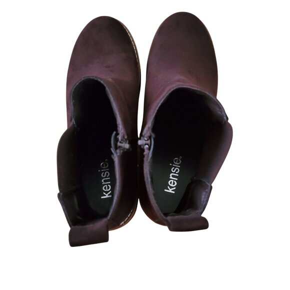 Kensie 9 Kayla B Chelsea Boots Faux Suede Zipper Ankle Bootie Chunky Shoe Brown - Picture 5 of 8